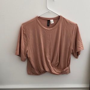 nude knot detail crop top